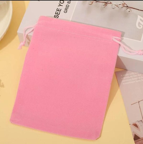 Мішечок PocoPrint з рожевого оксамиту 13×18 см, затяжка на горловині